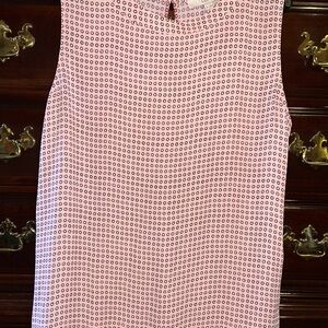 LOFT Pink and White Patterned Sleeveless Top, Size XL, Like New Condition